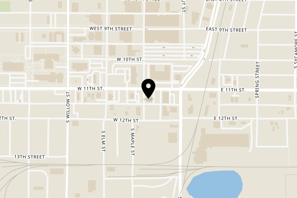 Map showing the location of Eggbert's Coffeyville on 201 W 11th St in Coffeyville